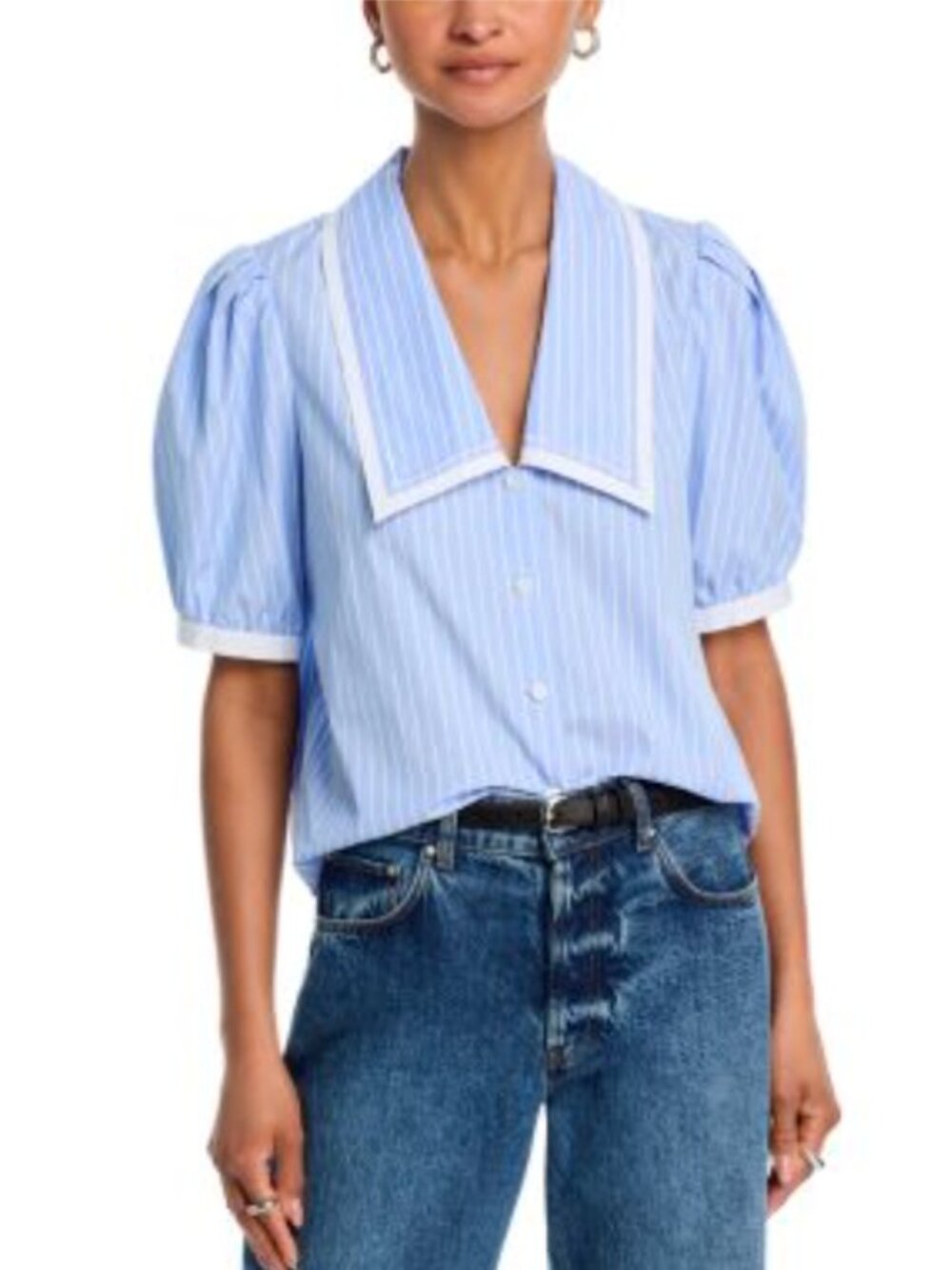 FRAME Stripe Cotton Sailor Button-Up Shirt